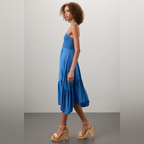 Slate & Willow Blue Asymmetrical Hem Midi Dress • Size S • Resortwear • Like New - Picture 4 of 5